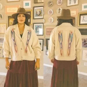 Vintage Pioneer Wear Golden Collection Handwoven‎ Chimayo Cropped Wool  Jacket